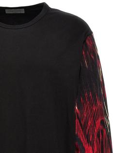 23FW 와이쓰리   남성 콘트라스트 슬리브 티셔츠 HJT73081RED3 Black BPG 썸네일 3