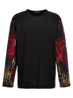 23FW 와이쓰리   남성 콘트라스트 슬리브 티셔츠 HJT73081RED3 Black BPG 썸네일 1