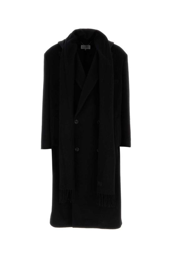 23FW MM6 메종마르지엘라   남성 울 혼방 싱글 브레스티드 코트 S62AA0075S78139 900 Black BPG - MM6