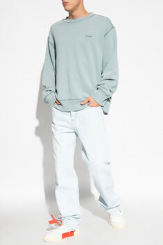 아미   남성 로고 스웻셔츠 아쿠아마린 USW016 JE0052 468 STK 썸네일 2