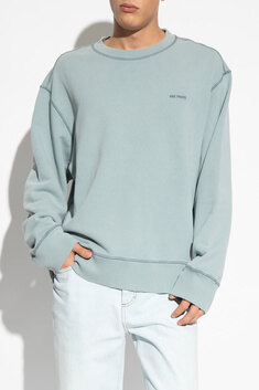 아미   남성 로고 스웻셔츠 아쿠아마린 USW016 JE0052 468 STK 썸네일 3