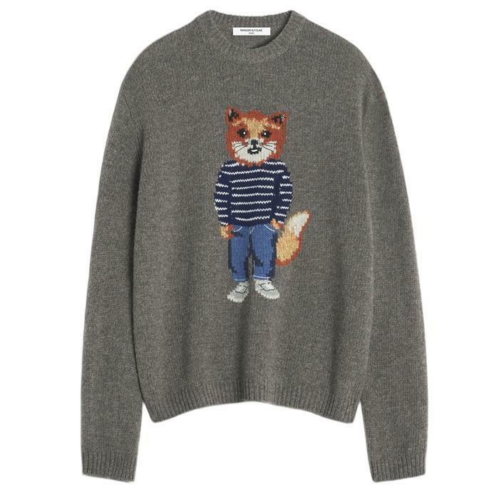 메종키츠네 드레스드 폭스 인타르시아 울 니트 PM00806KH0002-H170 - Maison Kitsune
