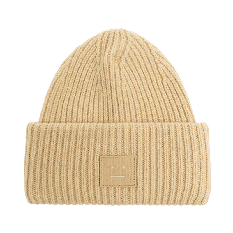 아크네 25SS 페이스 패치 울 비니 비스킷 베이지 C40135 CPA - Acne Studios