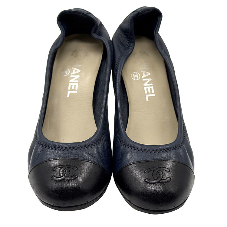 샤넬 발레리나 밴딩 네이비 구두 (G30775) 112525093 - Chanel