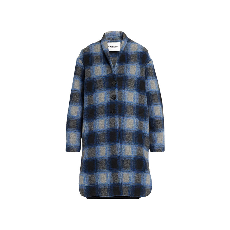 14주년 가브리엘 GABRIEL 체크 울 코트 네이비 MA0019FA A3D27E 30NA - Isabel Marant