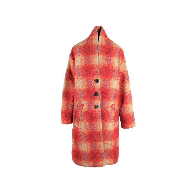 14주년 가브리엘 GABRIEL 체크 울 코트 오렌지 MA0019FA A3D27E 11OR - Isabel Marant