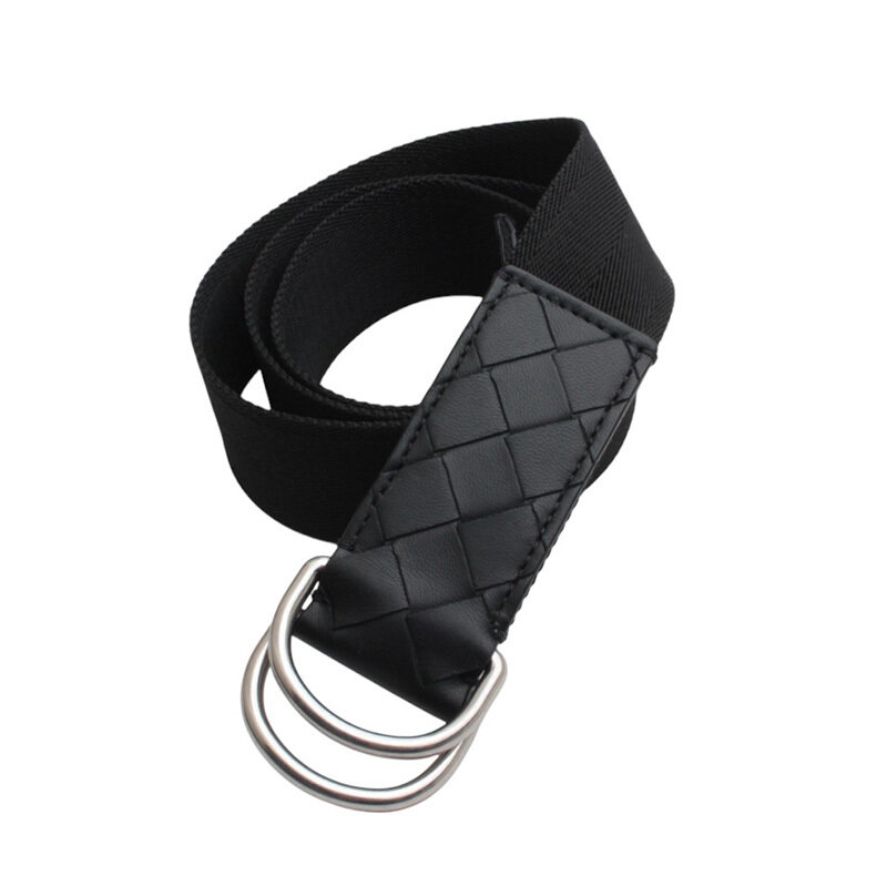 보테가베네타 블랙 위빙 D링 패브릭 벨트 - Bottega Veneta