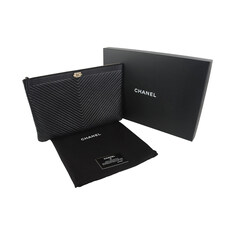 샤넬 A84407 쉐브론 금장 보이 샤넬 클러치 라지 36175-3 썸네일 7