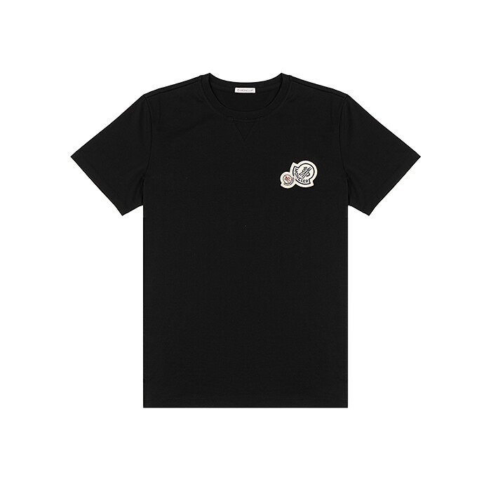 [로로모다] 몽클레어 더블 로고 패치 남성 반팔티셔츠 / 8C00025-8390Y-999 - Moncler