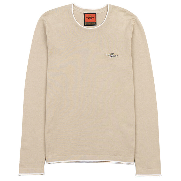 [로로모다] 에어로노티카 밀리터리 라운드넥 배색 남성 니트 / MA1379L464-57453 - Aeronautica Militare
