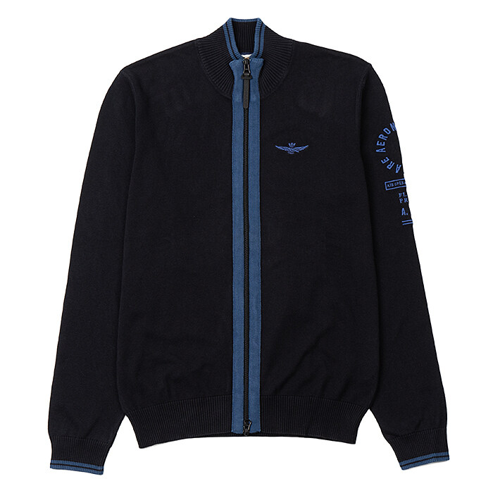 [로로모다] 에어로노티카 밀리터리 배색 남성 니트 집업 / MA1322L433-08312 - Aeronautica Militare