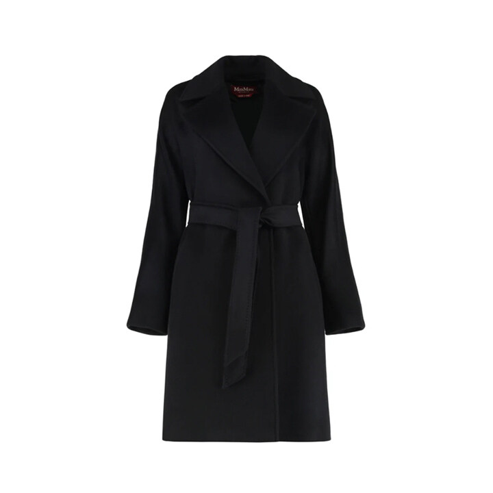 막스마라 25FW DRAVENNA 벨티드 울 코트 블랙 2526016152 013 - Max Mara
