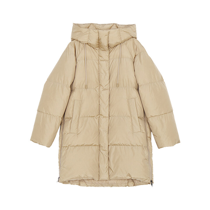 막스마라 25FW NEWBEMBO 사이드집업 후드패딩 점퍼 베이지 2525496021 028 - Max Mara