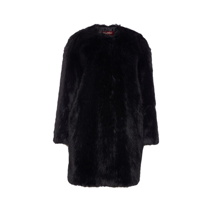 막스마라 25FW EROS 퍼 라운드넥 코트 펄 블랙 2526456012 003 - Max Mara