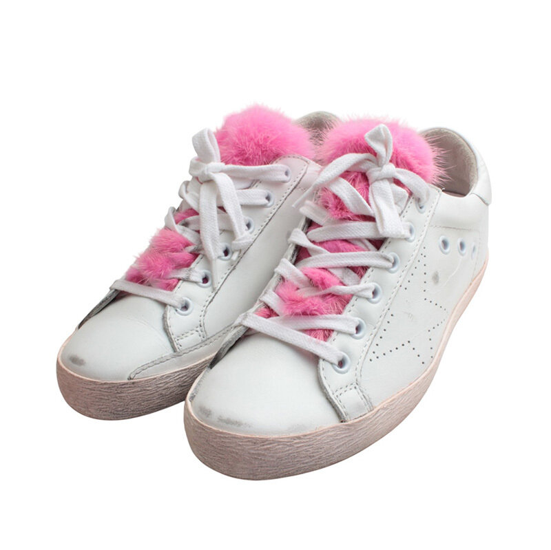 골든구스 화이트 핑크퍼 트림 스니커즈(36) - Golden Goose