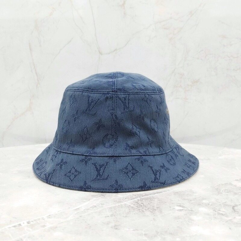 [럭스유] 루이비통 LV 모노그램 리버서블 데님 버킷햇 L 블루 베이지 - Louis Vuitton