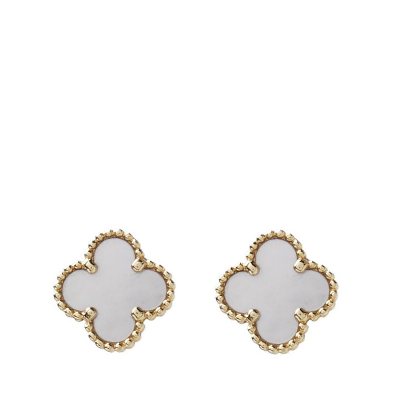화이트 마더오브펄 18K 스위트 알함브라 귀걸이 - Van Cleef & Arpels