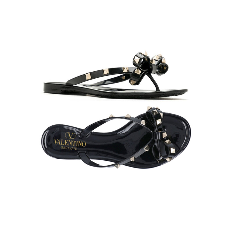 25FW 골드 락스터드 플립플랍 블랙 7W2S0552 PVS 0NO - Valentino Garavani