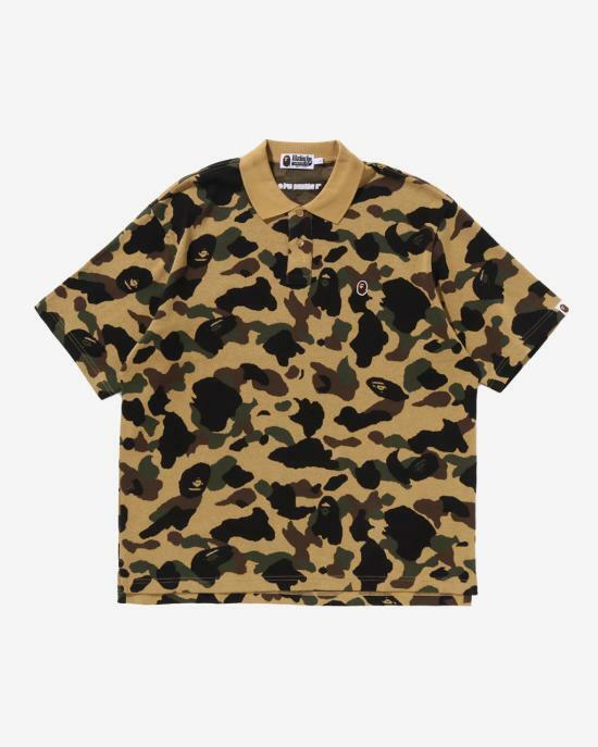 베이프 반팔 티셔츠 001POL301303MYEL YELLOW DOM - Bape