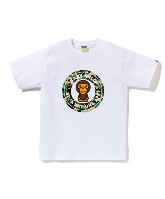 베이프 반팔 티셔츠 002TEL801003WH0 WHITE GREEN DOM - Bape