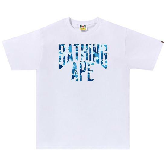 베이프 반팔 티셔츠 001TEL301011MWH9 WHITE BLUE DOM - Bape