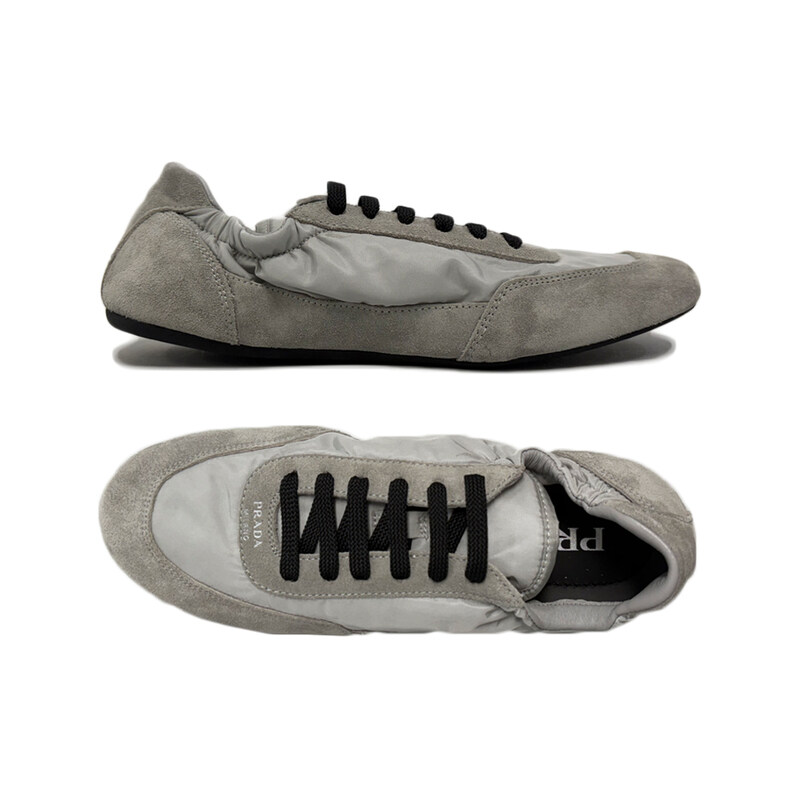 25FW 컬랩스 나일론 스웨이드 스니커즈 그레이 1E959N D7C F0424 - Prada
