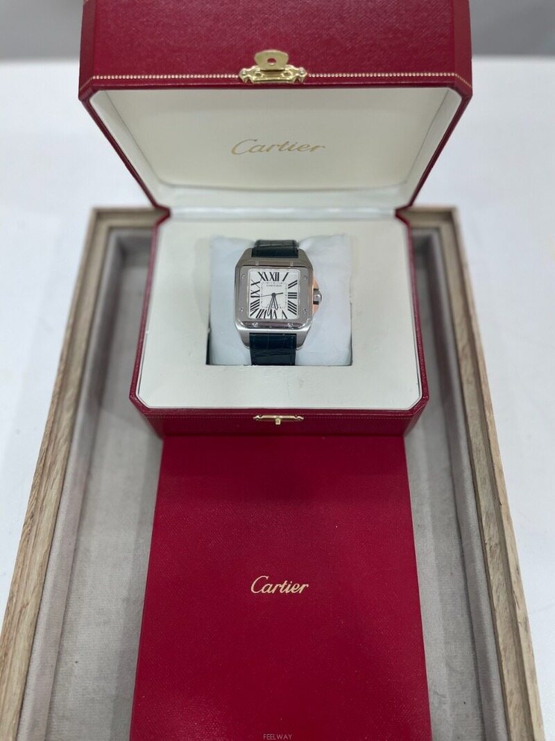 까르띠에 화이트 스틸외 남성 시계 - Cartier