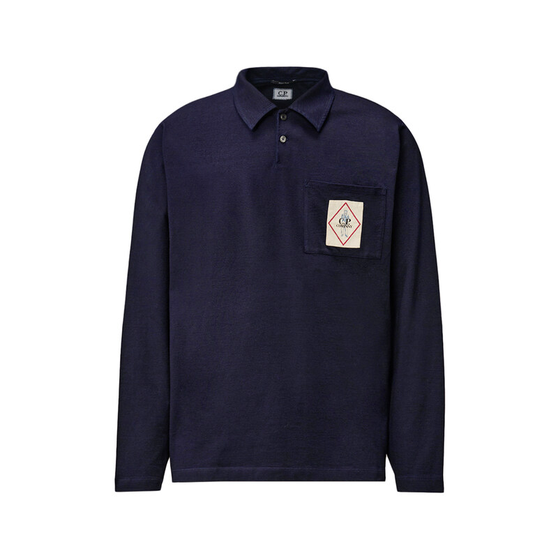 CP 25FW 인디고 롱 슬리브 폴로 티셔츠 데님블루 19CMPL179A 110056W D08 - CP company