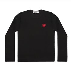 꼼데가르송 남녀공용 레드하트 와펜 긴팔 티셔츠 블랙 AX-T118-051-1 썸네일 4