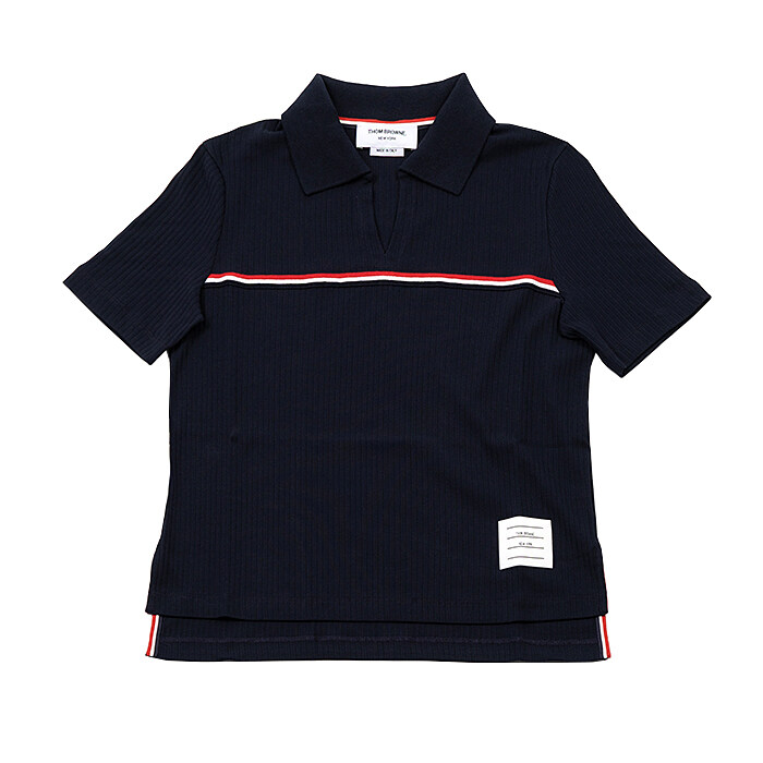 [로로모다] 톰브라운 버티컬 트리밍 여성 반팔티셔츠 / FJP076A-J0066-415 - Thom Browne