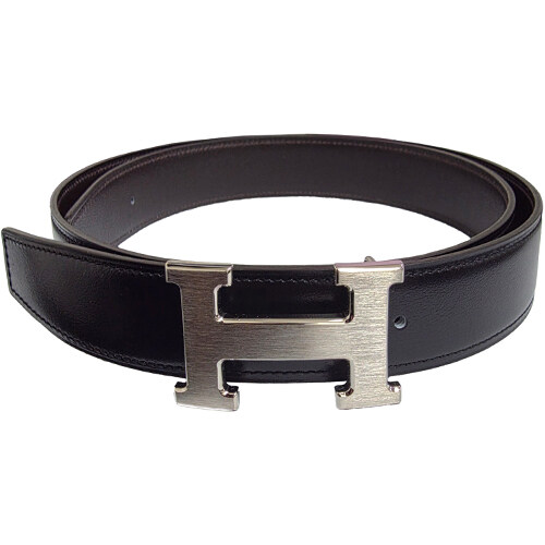 [에르메스] H 벨트 버클 리버시블 레더 스트랩 32mm 그리스 모옌 하드웨어 누아에벤 남성 벨트 H064544CB86 H081777CAAA / TPM - Hermes