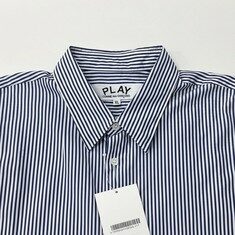 꼼데가르송 블루 스트라이프 블랙하트 남성 캐주얼 셔츠 AXB0180511 썸네일 4