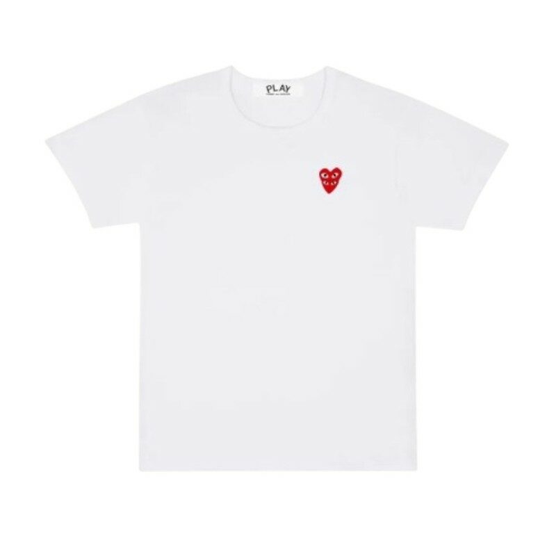 꼼데가르송 화이트 더블레드하트 남성 티셔츠 AZT2880512 - Comme des Garcons