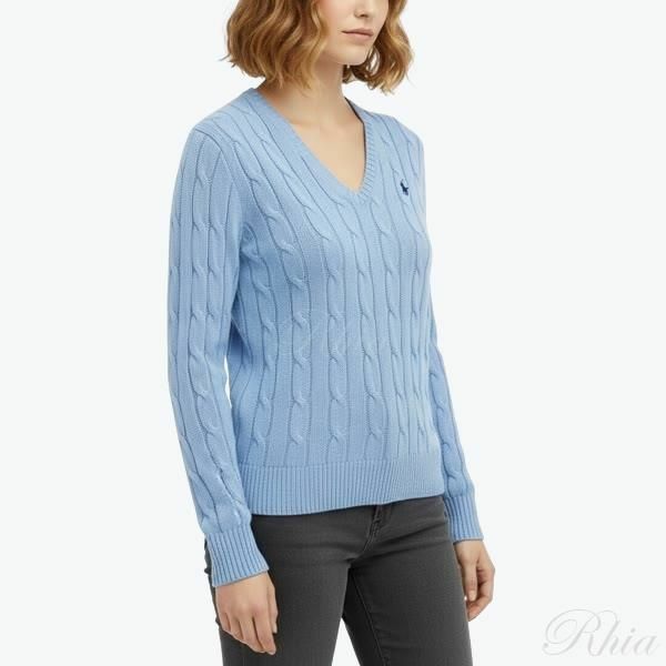 폴로랄프로렌 포니로고 자수 피마코튼 브이넥 니트 211971870005 - Polo Ralph Lauren
