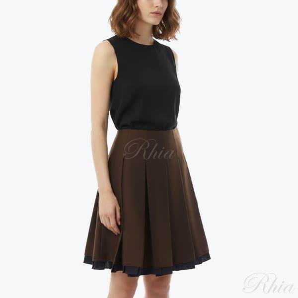 슈슈통 25FW 패치워크 레이스 와이드 플리트 스커트 MW데K10 SAT254 BN100 플리츠 - Shushu Tong
