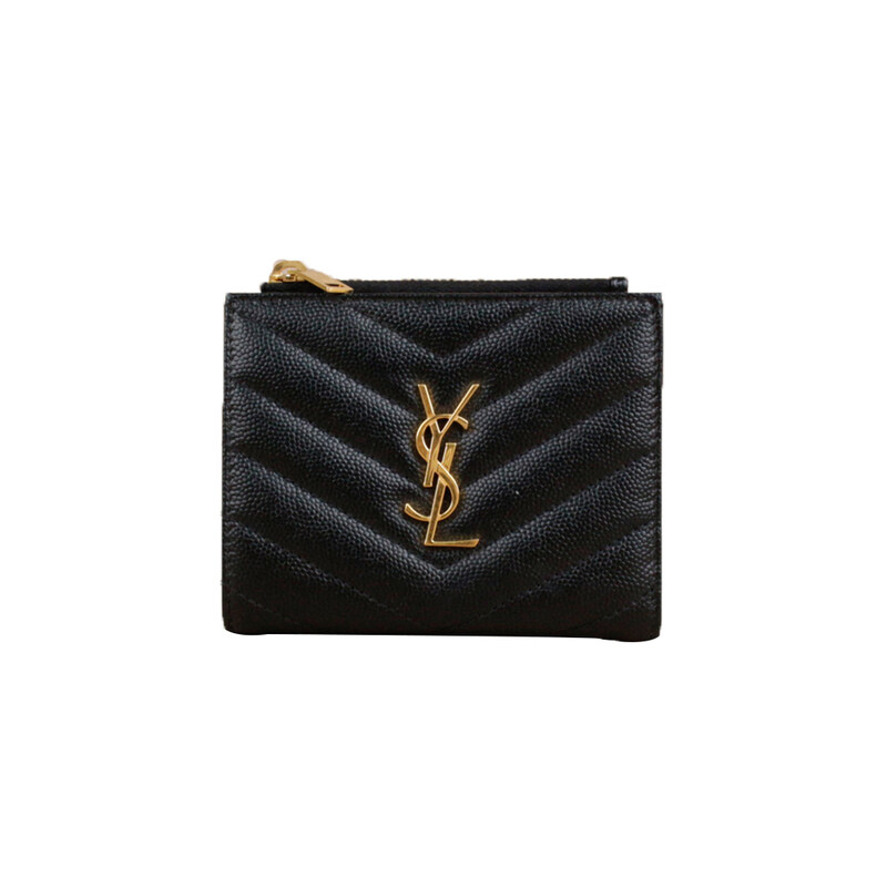 생로랑 모노그램 여성 지퍼반지갑 블랙 금장 575879 BOW01 1000 - Saint Laurent