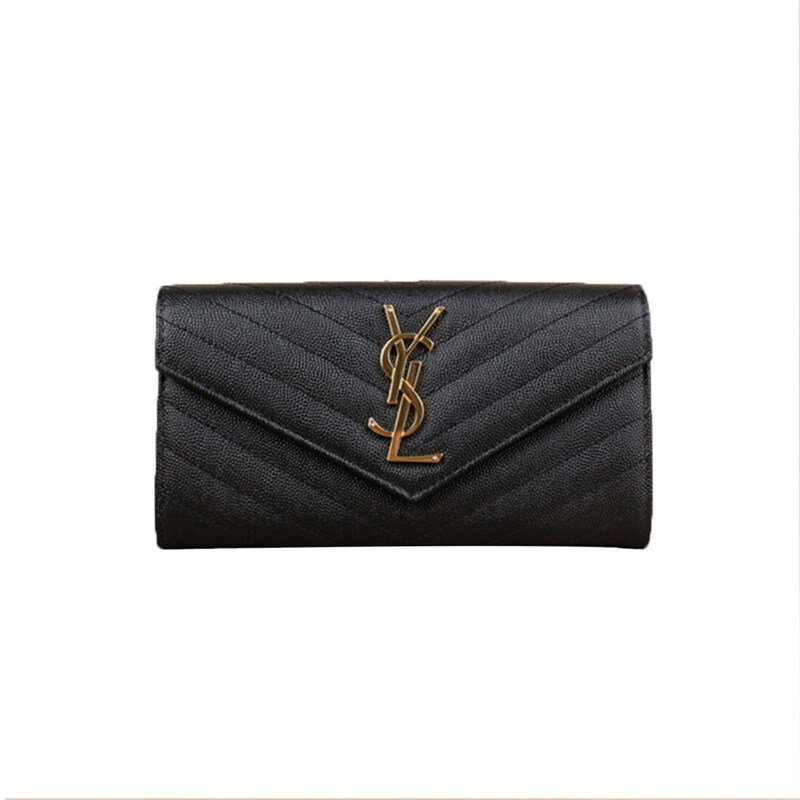 생로랑 모노그램 플랩 장지갑 블랙 금장 372264 BOW01 1000 - Saint Laurent