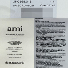 논현 더팩토리 26SS 아미 하트 로고 펠트 메리노 울 가디건 오프 화이트 블랙 (UKC368 018 151) 썸네일 5