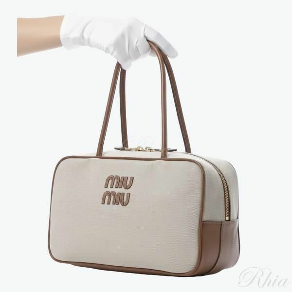 미우미우 캔버스 가죽 보 백 5BB163 ACRN F062F - Miu Miu
