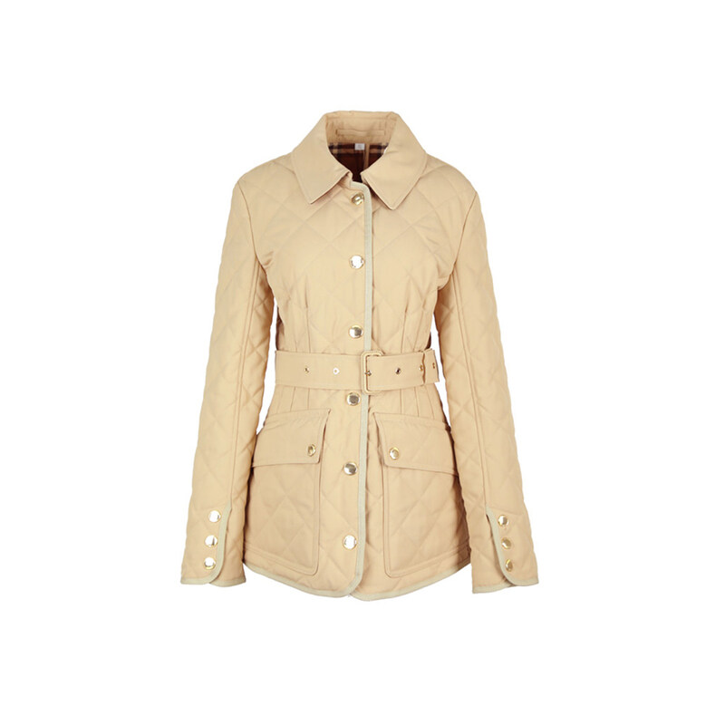 14주년 다이아몬트 벨티드 퀄팅 자켓 소프트베이지 8056576 - Burberry