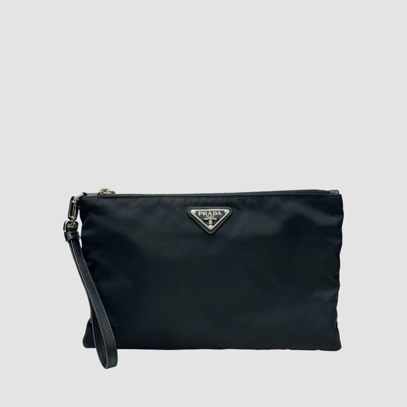프라다 리나일론 사피아노 레더 파우치 블랙 2NH006 - Prada