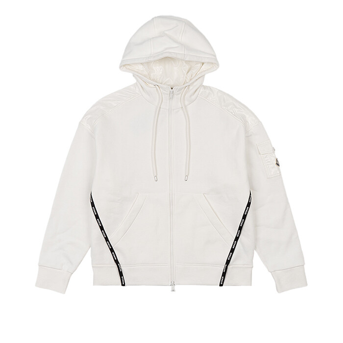 [로로모다] 몽클레어 로고 패치 화이트 여성 후드집업 / 8G00030-809KX-034 - Moncler