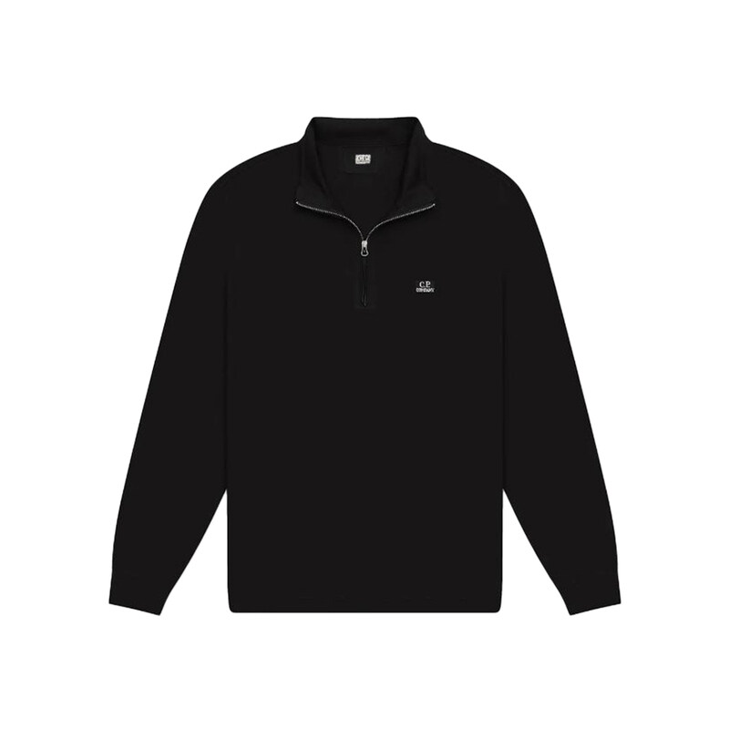 25FW 로고 자수 하프 집업 롱슬리브 티셔츠 블랙 19CMPL144A 005263W 999 - CP company