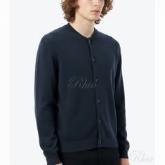 메종키츠네 볼드 폭스 헤드 엠브로이더리 니트 블루종 OM02135KT1135 0076 볼드폭스 썸네일 1