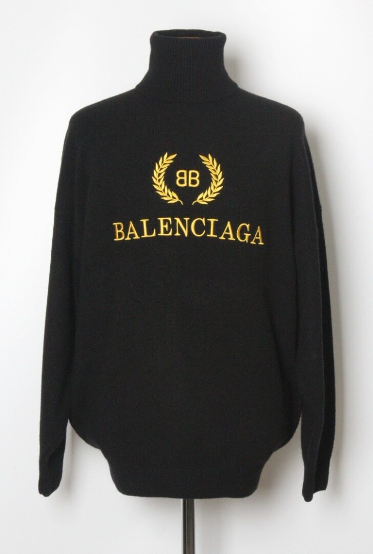 발렌시아가 자수로고 캐시미어 터틀넥 니트 S - Balenciaga