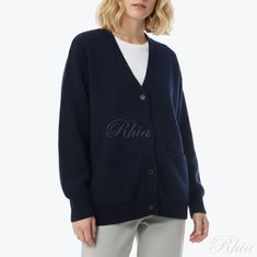 마가렛호웰 25FW 박시 가디건 WOKN0560A25EYW NVY 썸네일 1