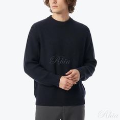 마가렛호웰 25FW 파인 립 크루 엑스트라파인 메리노울 MEKN0525A25LAH 잉크 메리노 울 니트 썸네일 1