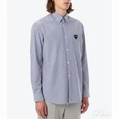 꼼데가르송 26SS 블랙하트 와펜 스트라이프 셔츠 AX B018 051 1 P1B018 AZ 썸네일 1