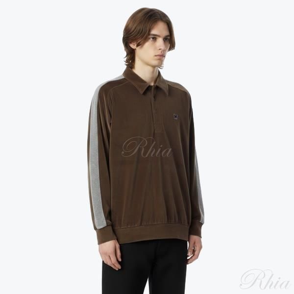 니들스 25FW 사이드 라인 풀오버 셔츠 C PE 벨루어 브라운 RW338 - Needles