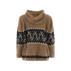 막스마라 25FW IVAN 모헤어 블렌드 자카드 니트 후드티 브라운 2529366193 005 썸네일 3